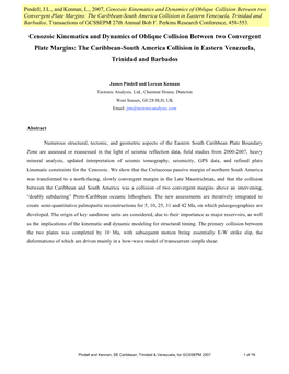 Cenozoic Kinematics and Dynamics of Oblique Collision Between Two Convergent Plate Margins: the Caribbean-South America Collisio