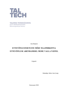 Tallinna Tehnikaülikool Ettevõtlustoetuste Mõju