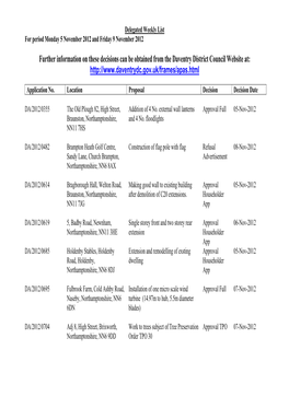 Further Information on These Decisions Can Be Obtained from the Daventry District Council Website At