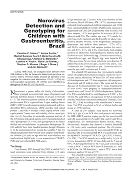 Norovirus Detection and Genotyping for Children with Gastroenteritis