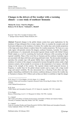 Changes to the Drivers of Fire Weather with a Warming Climate – a Case Study of Southeast Tasmania