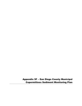 Appendix 5F – San Diego County Municipal Copermittees Sediment Monitoring Plan