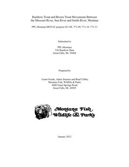 Rainbow Trout and Brown Trout Movements Between the Missouri River, Sun River and Smith River, Montana