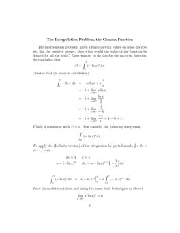 The Gamma Function the Interpolation Problem