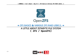 ZFS Basics Various ZFS RAID Lebels = & . = a Little About Zetabyte File System ( ZFS / Openzfs)