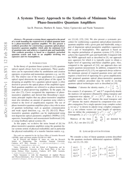 A Systems Theory Approach to the Synthesis of Minimum Noise Phase