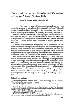 Electron Microscopy and Histochemical Correlation of Human Anterior Pituitary Cells