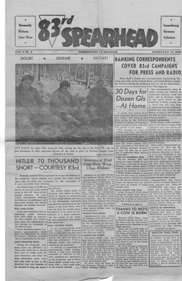 83Rd Infantry Division Spearhead. Vol 2 No 2. February 10, 1945