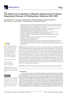 The Effects of Air Quality on Hospital Admissions for Chronic Respiratory Diseases in Petaling Jaya, Malaysia, 2013–2015