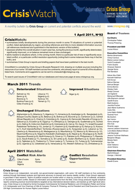 March 2011 Trends April 2011 Watchlist Crisiswatch