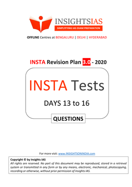 Insta Revision Tests 3.0 Test 13 to 16 Questions