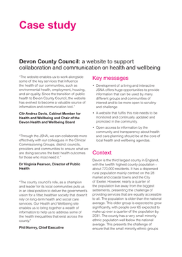 Devon County Council: a Website to Support Collaboration and Communication on Health and Wellbeing