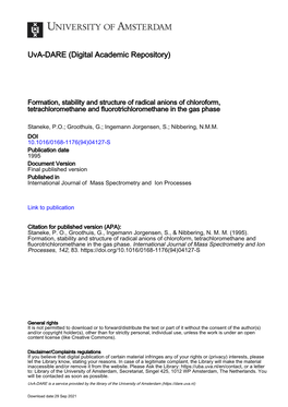 Formation, Stability and Structure of Radical Anions of Chloroform, Tetrachloromethane and Fluorotrichloromethane in the Gas Phase