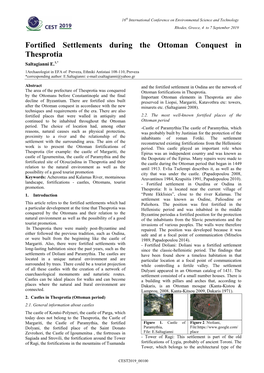 Fortified Settlements During the Ottoman Conquest In