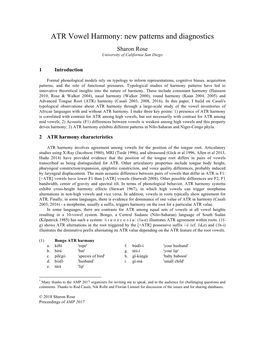 ATR Vowel Harmony: New Patterns and Diagnostics