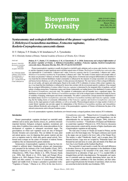 Diversity Doi: 10.15421/012039