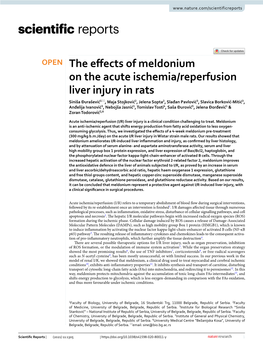 The Effects of Meldonium on the Acute Ischemia/Reperfusion Liver Injury in Rats