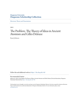 The Problem: the Theory of Ideas in Ancient Atomism and Gilles Deleuze