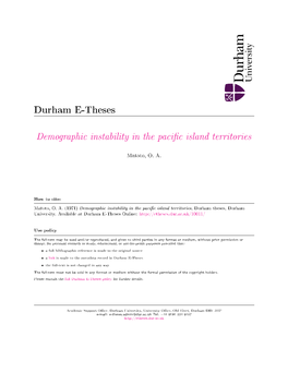 Demographic Instability in the Paci C Island Territories