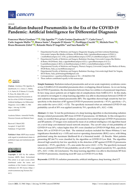 Radiation-Induced Pneumonitis in the Era of the COVID-19 Pandemic: Artiﬁcial Intelligence for Differential Diagnosis