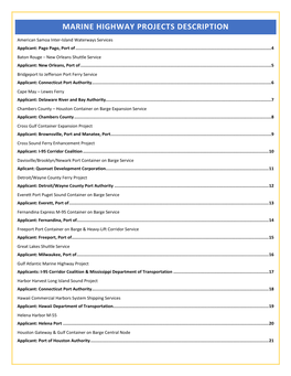 Marine Highway Projects Description