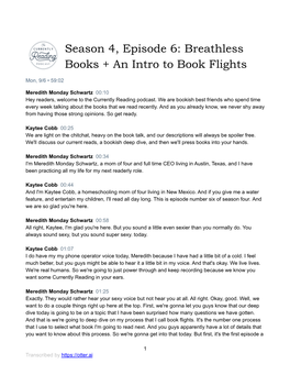 Season 4, Episode 6: Breathless Books + an Intro to Book Flights