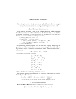 LARGE PRIME NUMBERS This Writeup Is Modeled Closely on A
