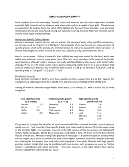 DENSITY and SPECIFIC GRAVITY Most Students Have Felt How Heavy