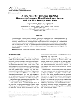 Crustacea, Isopoda, Chaetiliidae) from Korea, with the First Description of Male