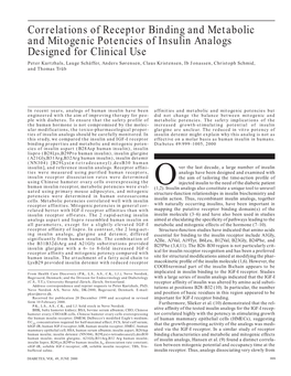 Correlations of Receptor Binding and Metabolic and Mitogenic Potencies