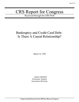 Bankruptcy and Credit Card Debt: Is There a Causal Relationship?