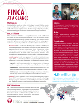 FINCA at a Glance