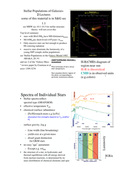 Spectra of Individual Stars! • Stellar Spectra Reﬂect:! !Spectral Type (OBAFGKM)!