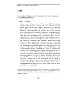 “Was That a Yes Or a No?” Reviewing Voluntariness in Consent Searches