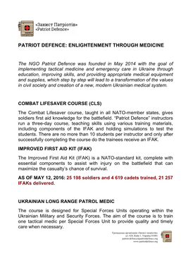 Patriot Defence: Enlightenment Through Medicine