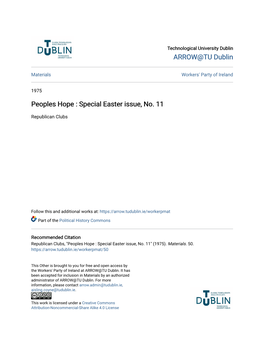 Peoples Hope : Special Easter Issue, No. 11