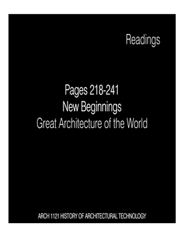 Pages 218-241 New Beginnings Great Architecture of the World Readings