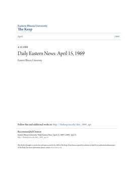 Daily Eastern News: April 15, 1969 Eastern Illinois University