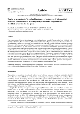 Phthiraptera: Ischnocera: Philopteridae) from Old World Babblers, with Keys to Species of Two Subgenera and Checklists of Species for the Genus