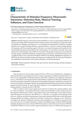 Characteristic of Stimulus Frequency Otoacoustic Emissions: Detection Rate, Musical Training Inﬂuence, and Gain Function