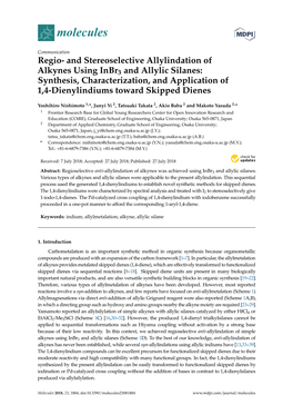 Synthesis, Characterization, and Application of 1,4-Dienylindiums Toward Skipped Dienes