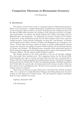 Comparison Theorems in Riemannian Geometry