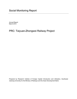 Social Monitoring Report PRC: Taiyuan-Zhongwei Railway Project