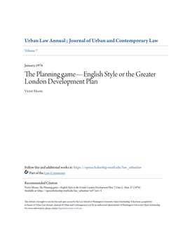 The Planning Game—English Style Or the Greater London Development Plan, 7 Urb