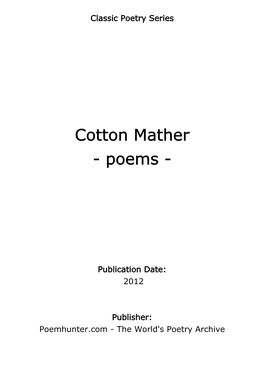 Cotton Mather - Poems