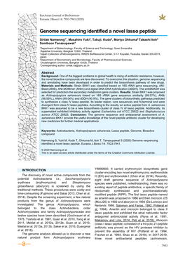 Genome Sequencing Identified a Novel Lasso Peptide