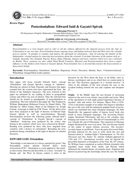 Postcolonialism: Edward Said & Gayatri Spivak