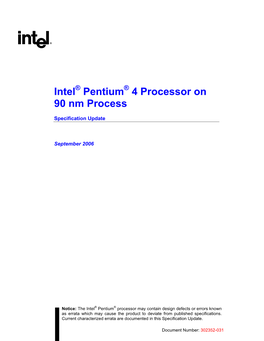 Intel® Pentium® 4 Processor on 90 Nm Process Specification Update