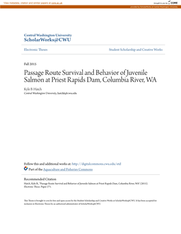 Passage Route Survival and Behavior of Juvenile Salmon at Priest Rapids Dam, Columbia River, WA Kyle B