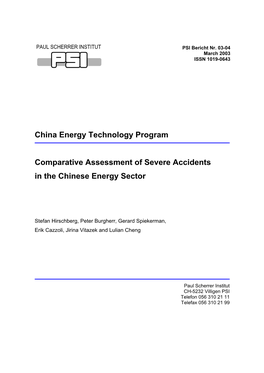 Comparative Assessment of Severe Accidents in the Chinese Energy Sector